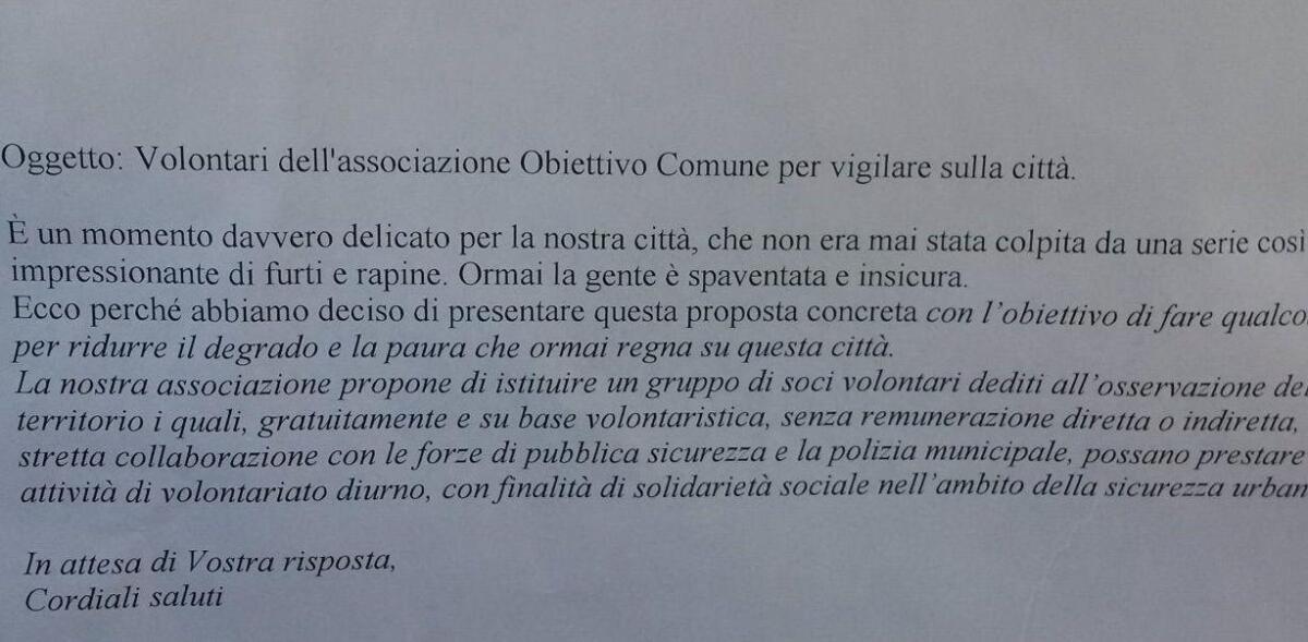 Obiettivo Comune: "Pronti a presidiare i luoghi pubblici" - 