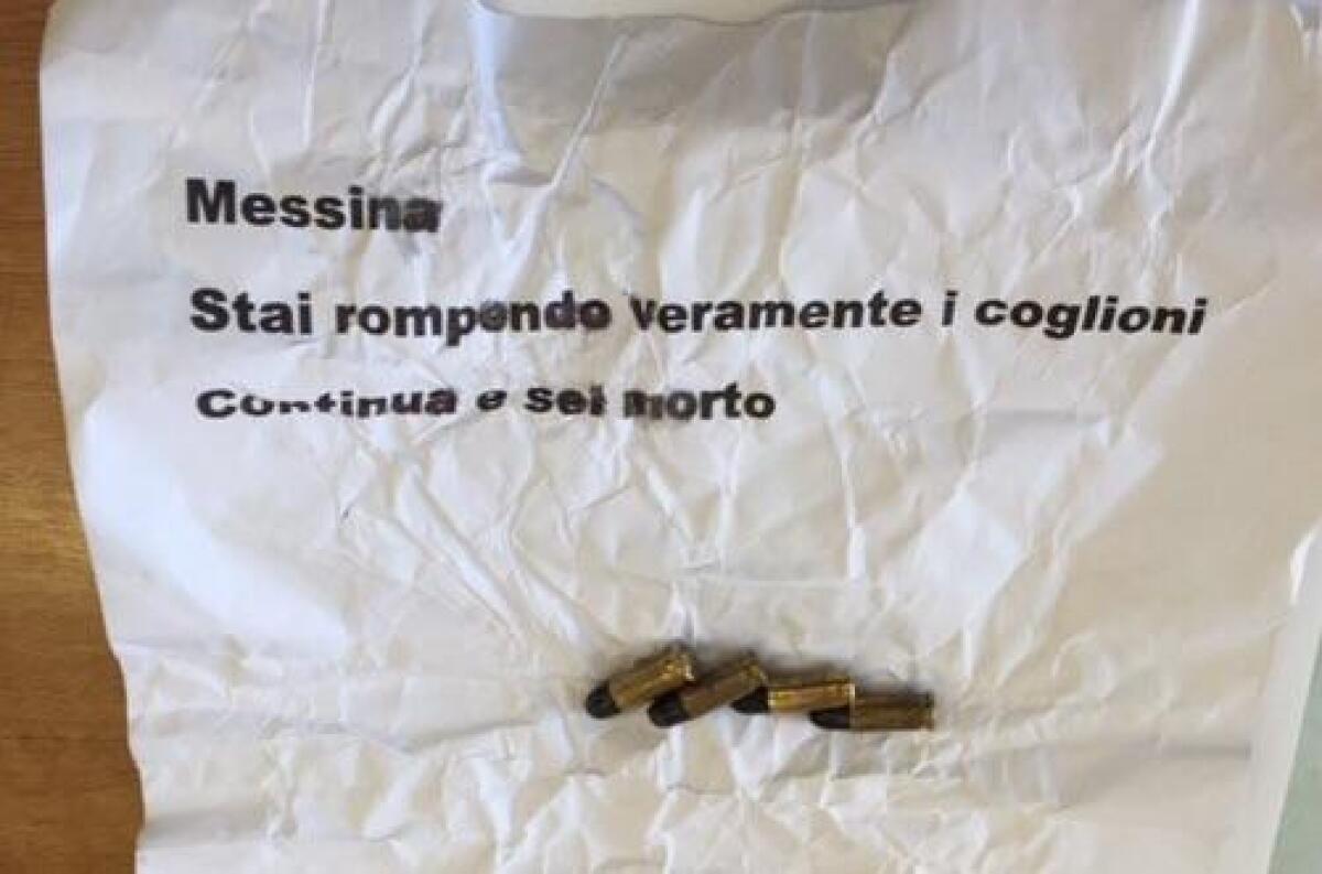 Lettera minatoria ad Adolfo Messina - 