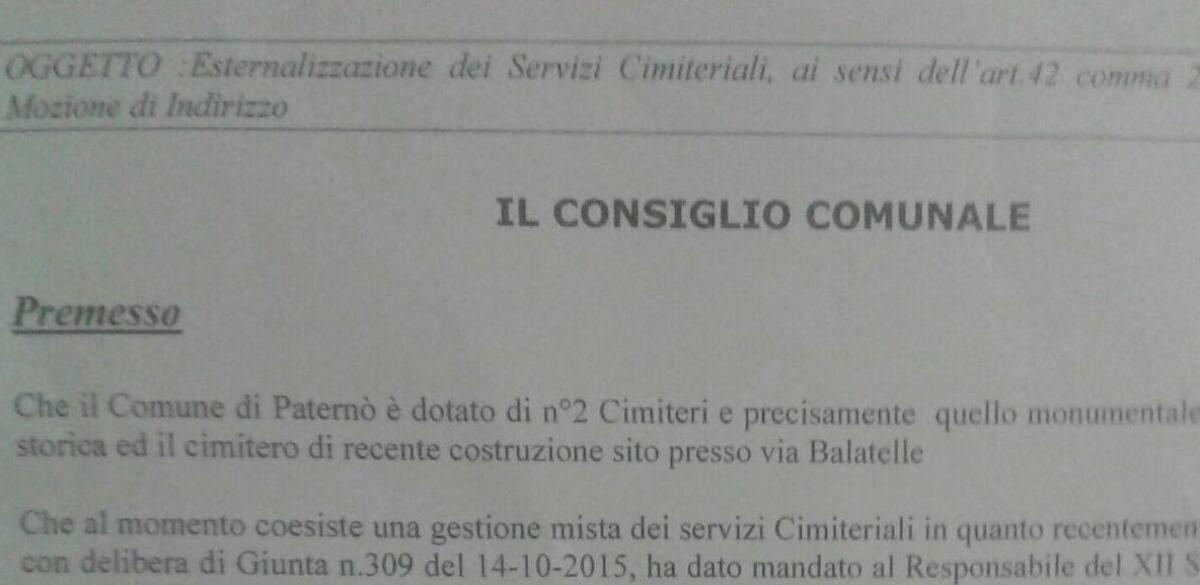Il voto sulla esternalizzazione dei servizi cimiteriali - 