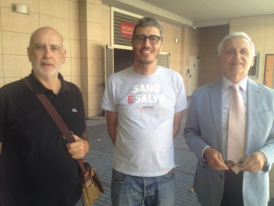 Pierfrancesco Diliberto (PIF) con Ezio Costanzo e Alfio Caruso a Roma, durante le fasi di montaggio del film