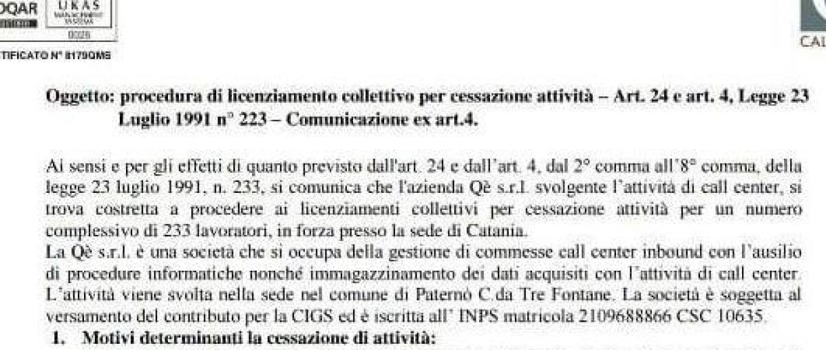 I vertici del Qè come Ponzio Pilato: se ne lavano le mani e licenziano 233 persone - 