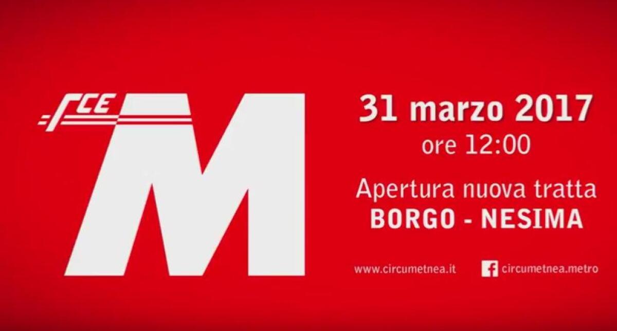 CATANIA - VENERDI APRE LA TRATTA BORGO-NESIMA - 