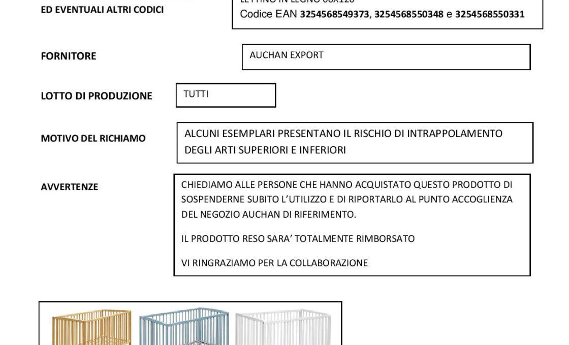 Auchan ritira un lettino per bimbi «Sbarre larghe, rischio trappola»