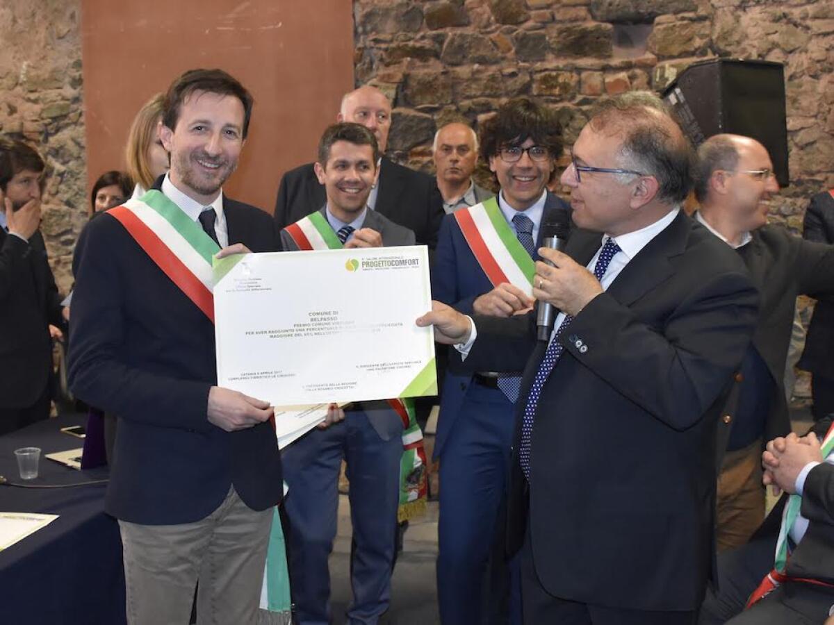 RECORD DI RACCOLTA DIFFERENZIATA: LA REGIONE PREMIA IL COMUNE DI BELPASSO - 
