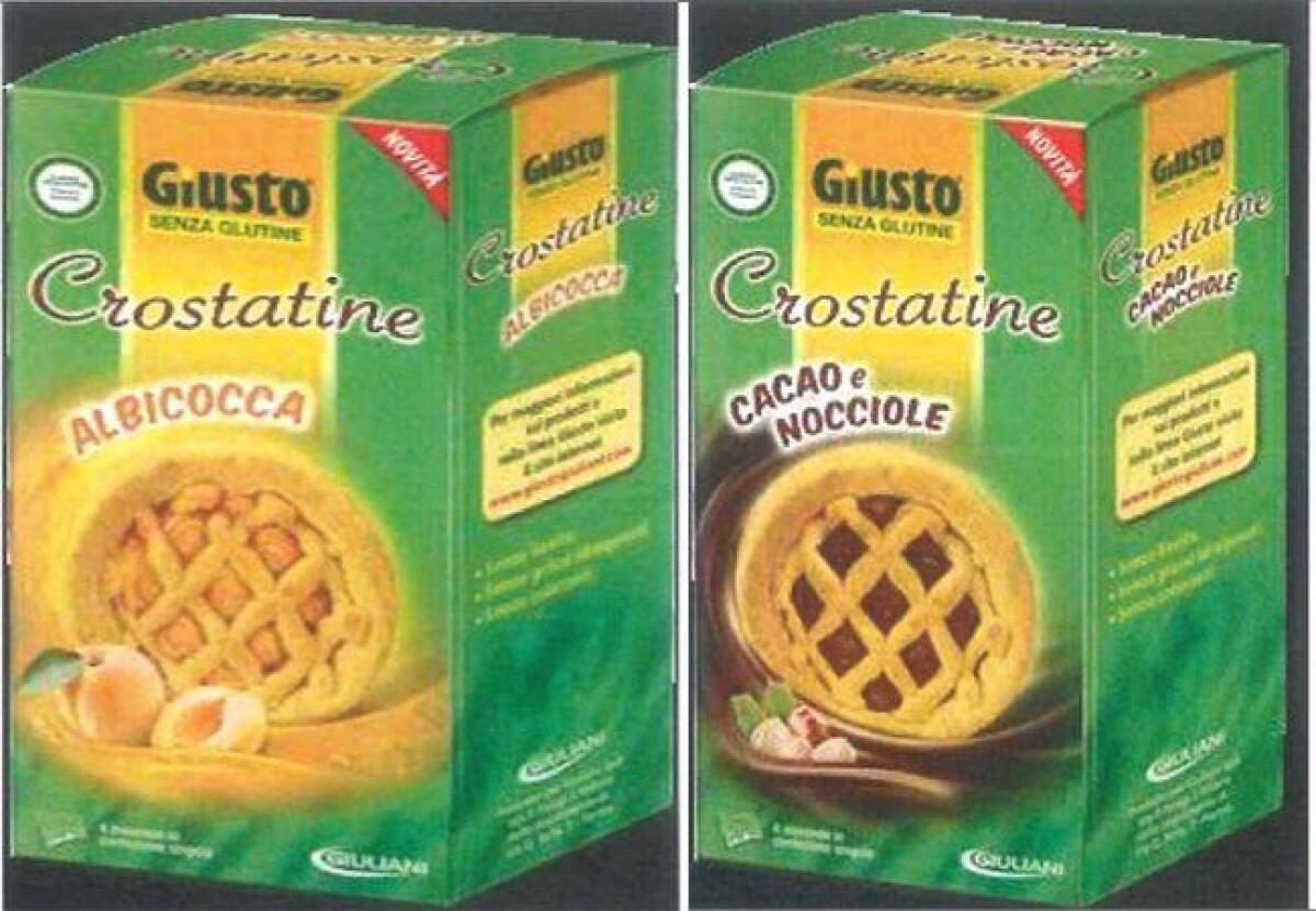 MINISTERO SALUTE RITIRA DAI SUPERMERCATI E DALLE FARMACIE "CROSTATINE SG CACAO-NOCCIOLA" A MARCHIO GIUSTO SENZA GLUTINE - 
