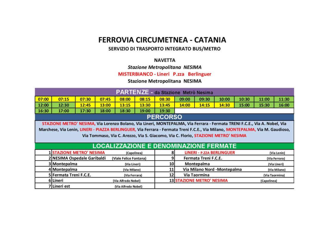 METRO: DAL 15 MAGGIO BUS NAVETTA DA MISTERBIANCO PER LA STAZIONE NESIMA