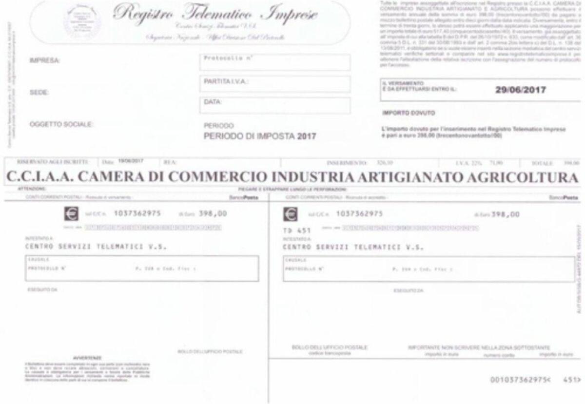 LA TRUFFA DEL FALSO BOLLETTINO DELLA FINTA CAMERA DI COMMERCIO - 