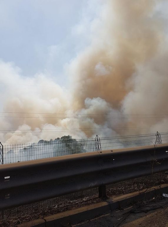 VASTO INCENDIO SS121 IN TERRITORIO MISTERBIANCO - FORTE RALLENTAMENTI SUL TRAFFICO