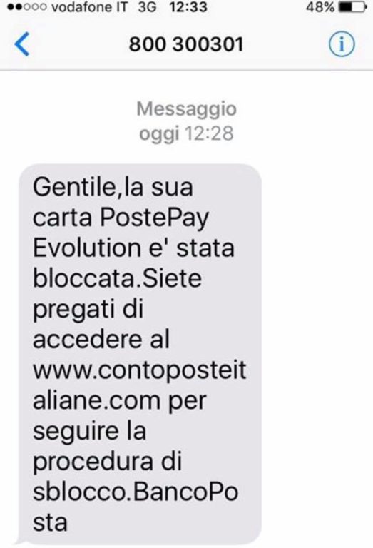 "LA TUA POSTE PAY È BLOCCATA", ATTENZIONE AL MESSAGGIO TRUFFA
