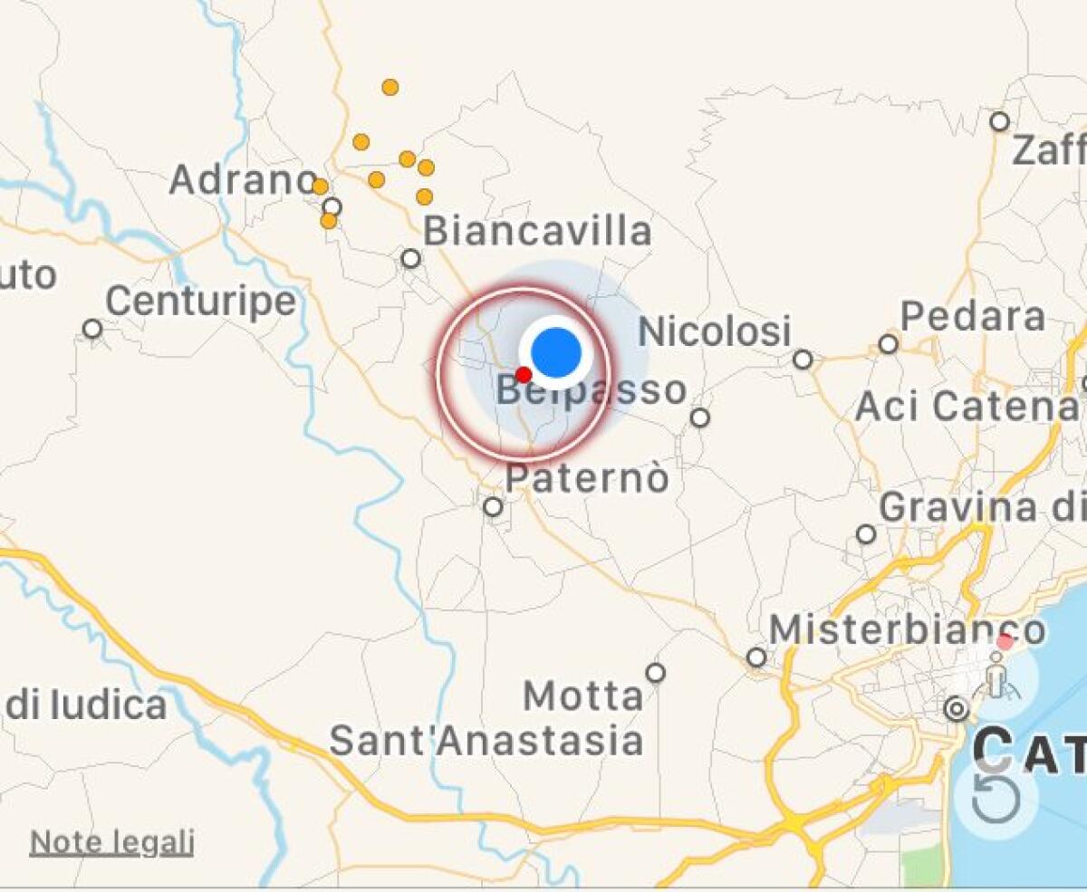 SCOSSA DI TERREMOTO ALLE ORE 21.00 CON EPICENTRO A SANTA MARIA DI LICODIA - 