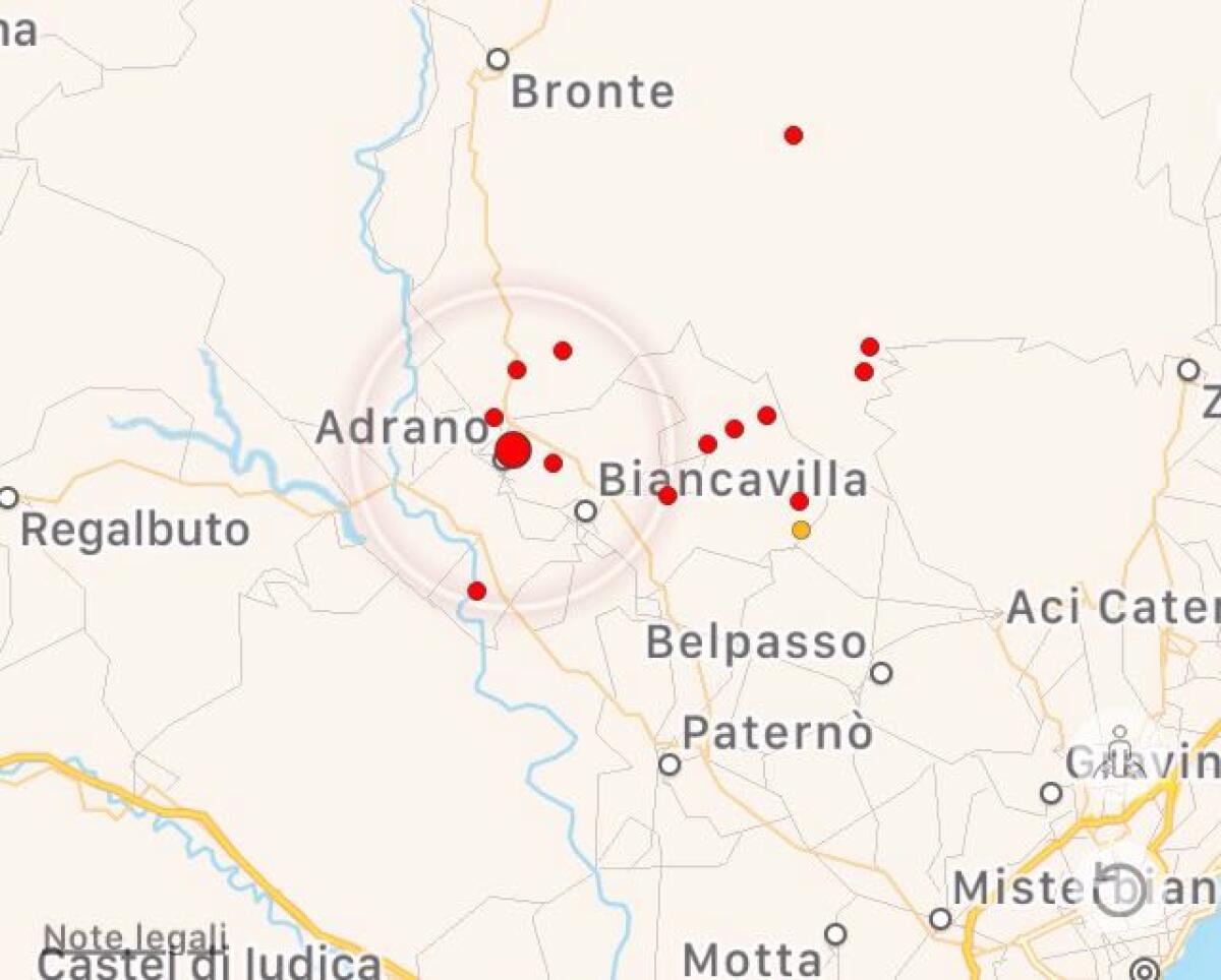 TERREMOTO SULL’ETNA – SCOSSA MAGNITUDO 3.1 AD ADRANO - 
