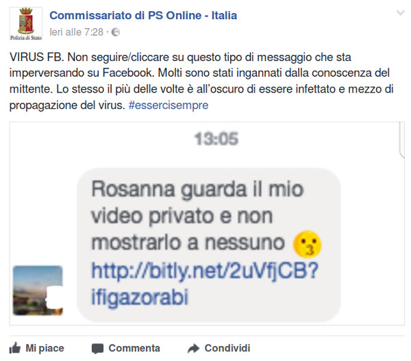 “NON MOSTRARE IL VIDEO A NESSUNO”, MA È UN VIRUS SU FACEBOOK: ALLERTA DELLA POLIZIA