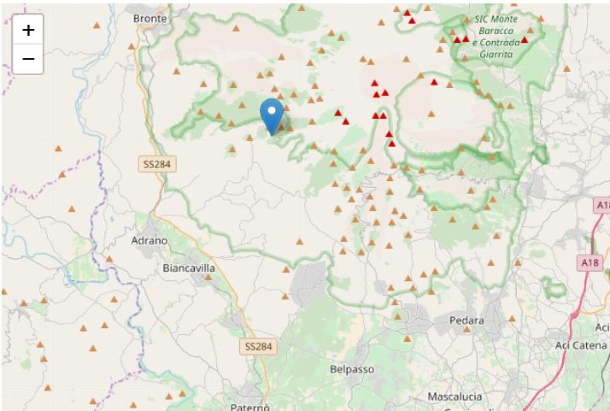 TERREMOTO SULL’ETNA – SCOSSA MAGNITUDO 2.5 A BIANCAVILLA - 