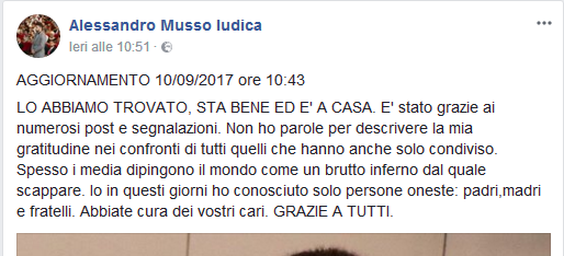RITROVATO A CATANIA IL GIOVANE DI PALAZZOLO ACREIDE, CHE AVEVA FATTO PERDERE LE PROPRIE TRACCE