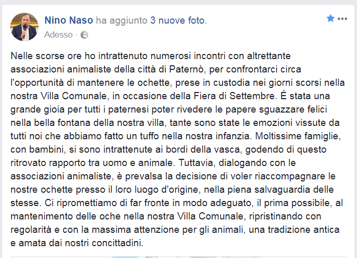 PATERNO': LE PAPERE "LASCIANO" LA VILLA