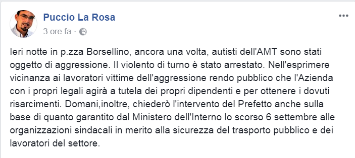CATANIA: AGGREDITI QUATTRO AUTISTI AMT A PIAZZA ALCALÀ