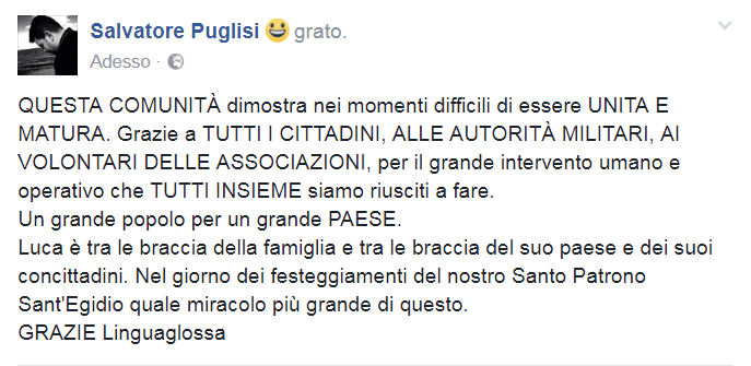 RITROVATO LUCA , IL GIOVANE SCOMPARSO IERI MATTINA A LINGUAGLOSSA
