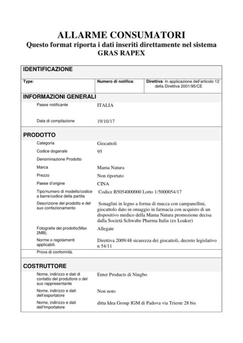 GIOCATTOLO PERICOLOSO, IL MINISTERO DELLA SALUTE LO RITIRA DALLE FARMACIE. PERICOLO SOFFOCAMENTO PER I BIMBI
