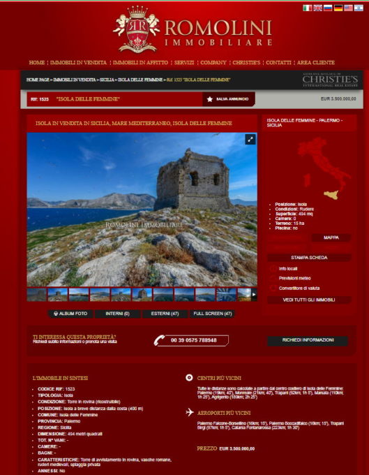 ISOLA DELLE FEMMINE IN VENDITA PER 3 MILIONI E MEZZO DI EURO, L’ANNUNCIO SUL SITO DI UN’AGENZIA IMMOBILIARE