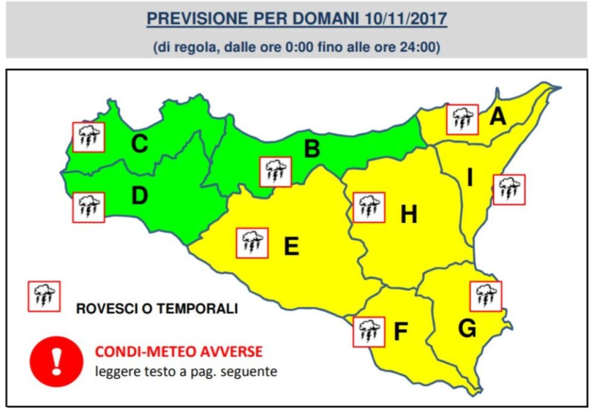 PIOGGE E MALTEMPO DIFFUSO, È ALLERTA GIALLA DOMANI SUL VERSANTE CENTRO-ORIENTALE - 