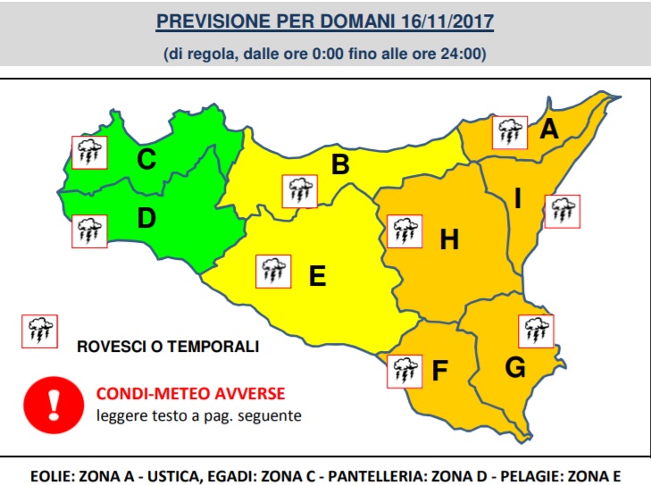 MALTEMPO, DOMANI ALLERTA ARANCIONE PER CATANIA