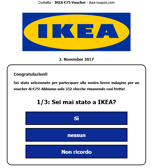 ATTENZIONE ALLA TRUFFA IKEA "VOUCHER DA 75 EURO PER IL 75ESIMO ANNIVERSARIO"