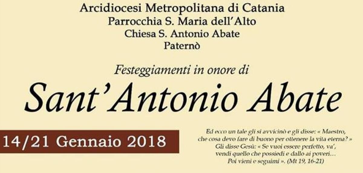 PATERNO': Festeggiamenti in onore di Sant'Antonio Abate 2018 - IL PROGRAMMA - 