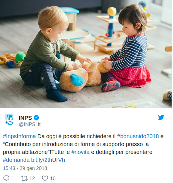Bonus asilo nido 2018 INPS, al via le domande