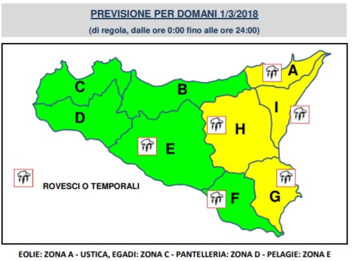 Maltempo in arrivo, allerta meteo gialla per domani 1 Marzo - 