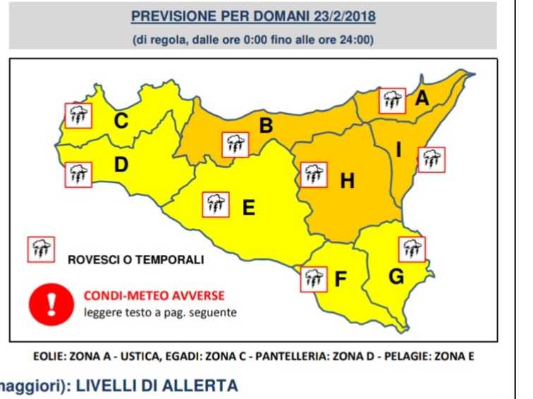 PATERNO': Domani allerta meteo arancione, avviso della protezione civile