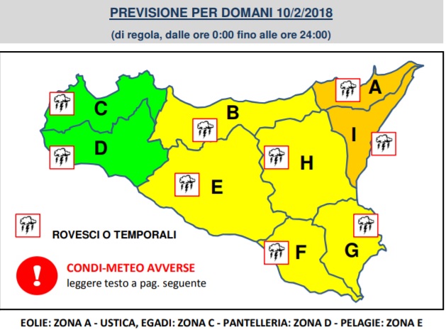 Maltempo in arrivo, allerta meteo arancione sulla provincia etnea