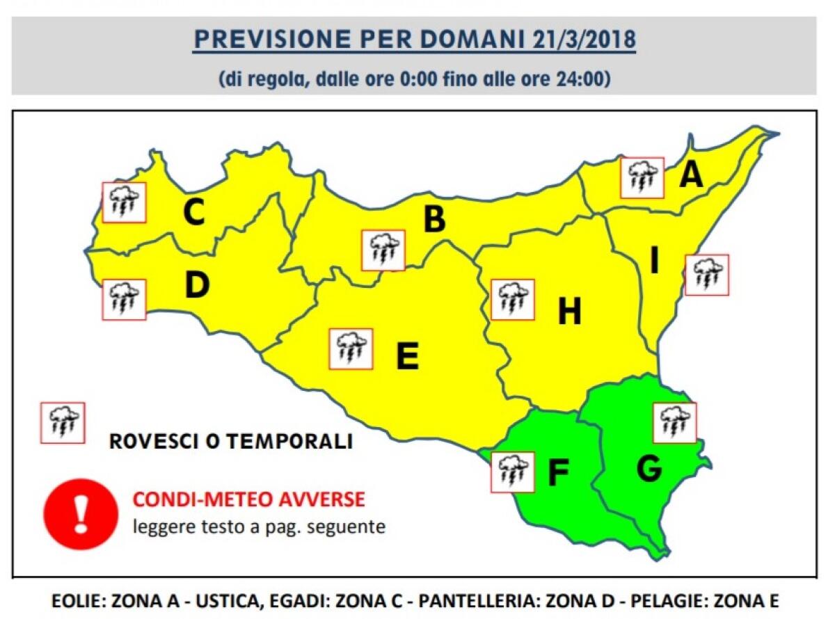 METEO: "ALLERTA GIALLA" PER LA GIORNATA DI DOMANI - 