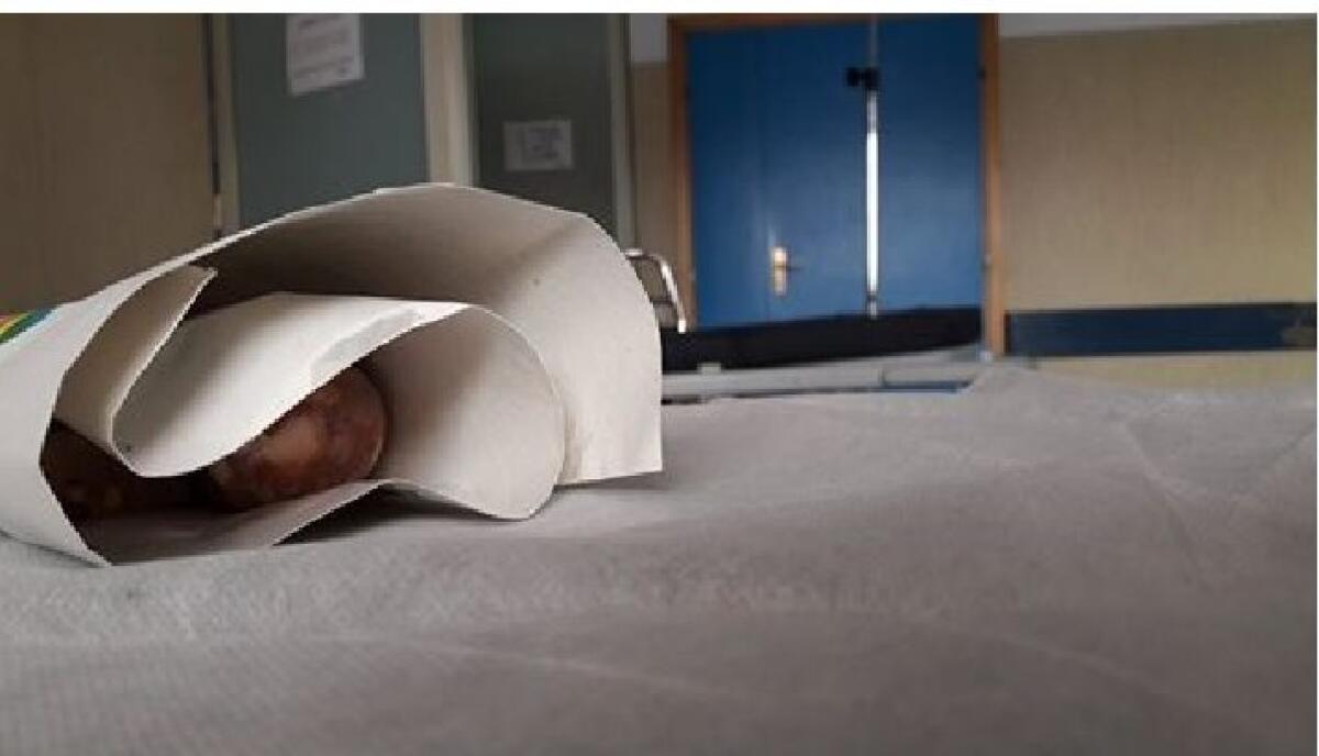 Riceviamo e pubblichiamo: Salsiccia sulla barella all'ospedale di Paternò: Scherzo o mancanza di rispetto ?? La foto - 