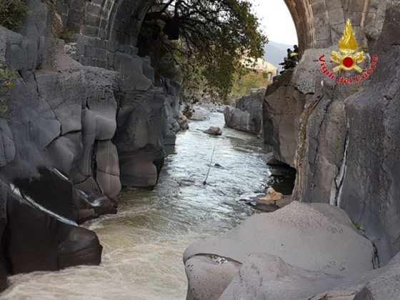 I Vigili del Fuoco di Messina salvano un Pastore Maremmano bloccato sulla sponda del fiume Alcantara - LE FOTO