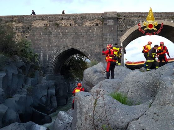 I Vigili del Fuoco di Messina salvano un Pastore Maremmano bloccato sulla sponda del fiume Alcantara - LE FOTO