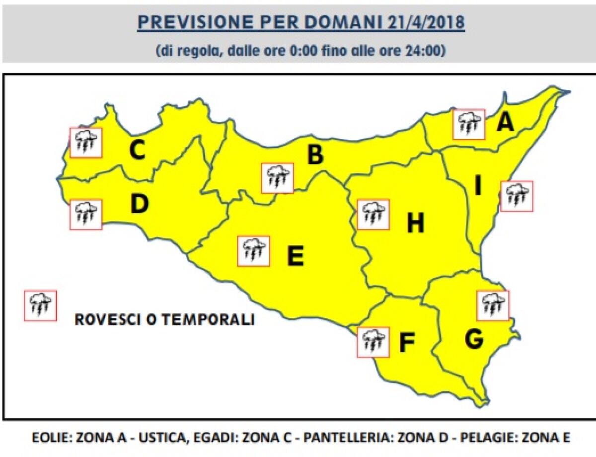 METEO SICILIA: CODICE GIALLA PURE PER LA GIORNATA DI DOMANI - 