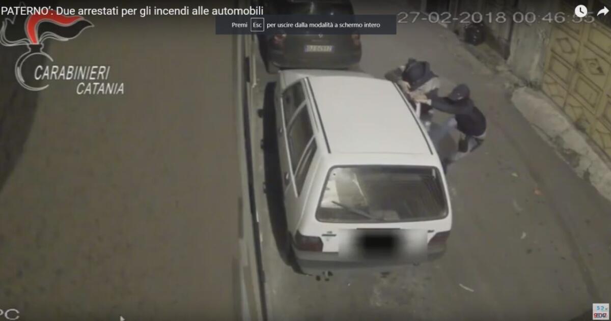 PATERNO': +++VIDEO+++ Due arrestati per gli incendi alle automobili - 
