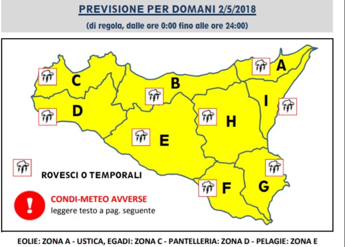 Sicilia, torna il maltempo: allerta gialla, per domani, della Protezione civile - 