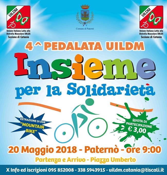 PATERNO': DOMANI LA “4° PEDALATA UILDM – INSIEME PER LA SOLIDARIETÀ”