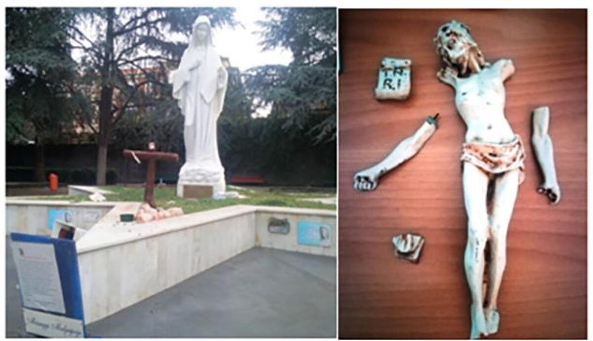 TREMESTIERI ETNEO: Sfregia più volte il Cristo posto ai piedi della Madonna, Carabinieri beccano in flagrante il vandalo - 