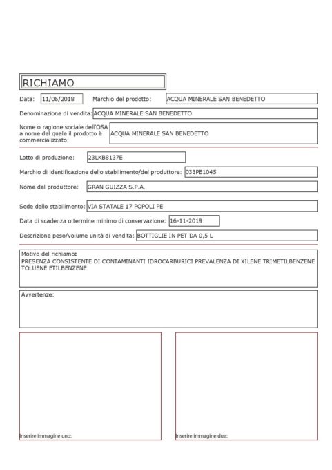 SAN BENEDETTO RICHIAMA ACQUA FONTE PRIMAVERA PER ELEVATA PRESENZA DI IDROCARBURI - I LOTTI