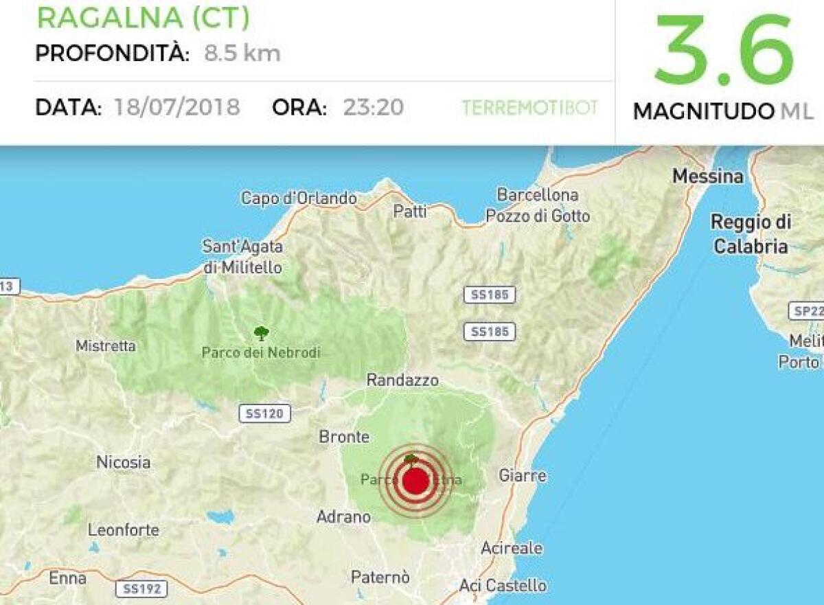 SCIAME SISMICO CON EPICENTRO RAGALNA,  LA SCOSSA PIÙ FORTE  DI MAGNITUDO 3.6 - 