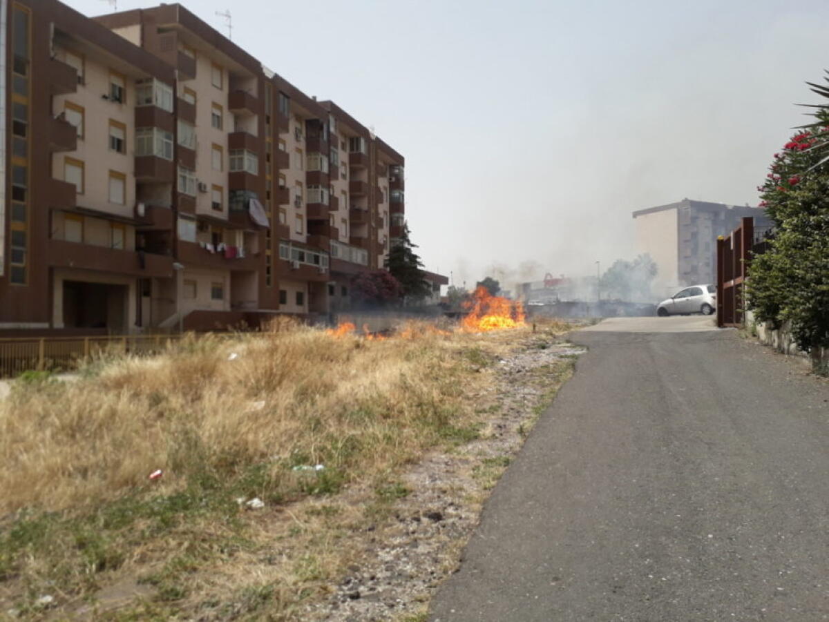 PATERNO': ROGO DI STERPAGLIE E ALTA COLONNA DI FUMO - 