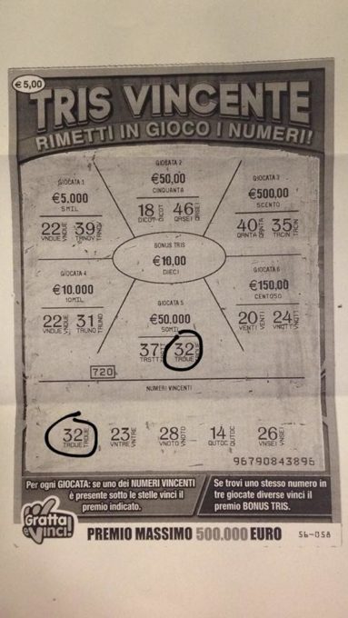 PATERNO': VINTI 50 MILA EURO CON IL "GRATTA E VINCI"