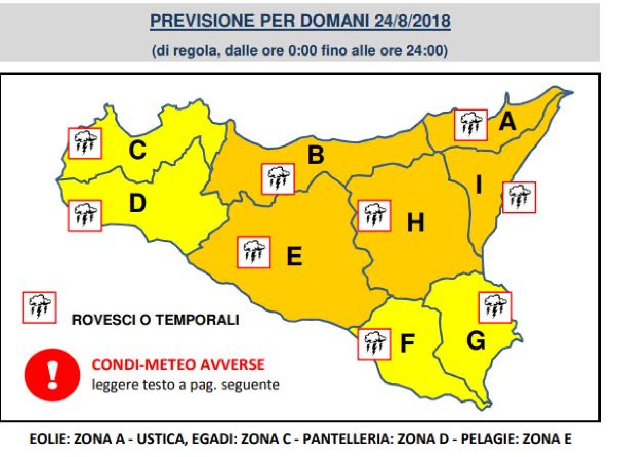 ALLERTA METEO ARANCIONE SULLA SICILIA ORIENTALE: PREVISTI FORTI TEMPORALI - 