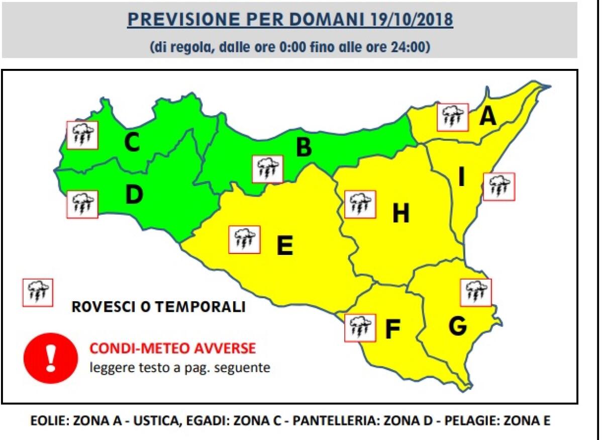MALTEMPO E PIOGGIA, LA PROTEZIONE CIVILE EMANA L'ALLERTA 'GIALLA' PER LA GIORNATA DI DOMANI - 
