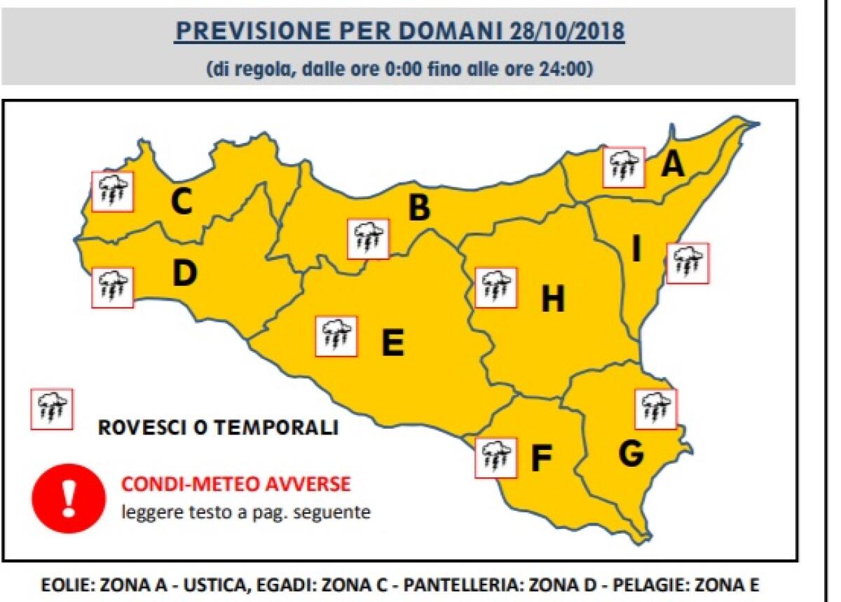 ALLERTA ARANCIONE PER DOMANI 28 OTTOBRE - 