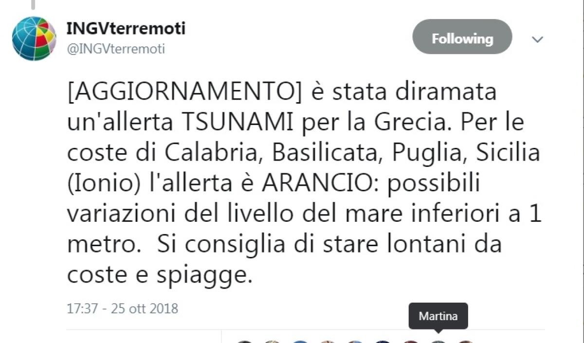 INGV: "ALLERTA TSUNAMI, EVITARE SPIAGGE" - SISMA DI MAGNITUDO 6.8 AL LARGO DELLA GRECIA, AVVERTITO ANCHE A CATANIA - 