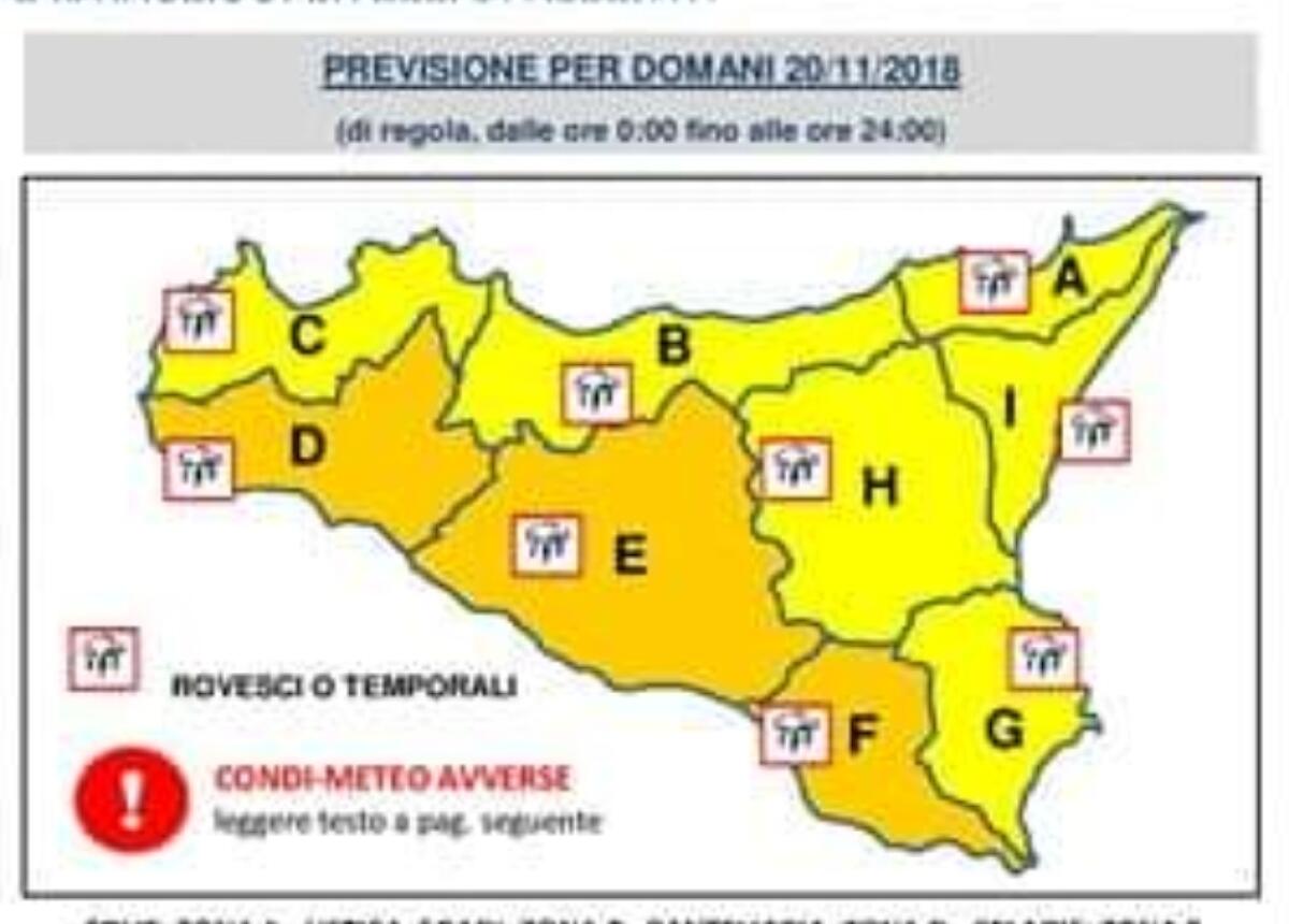 METEO:SICILIA OVEST, ALLERTA  ARANCIONE, GIALLA NEL RESTO DELLA SICILIA - 