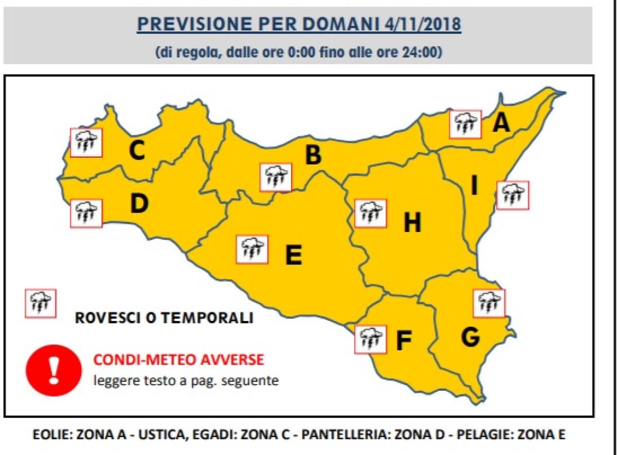 METEO: DOMENICA "ALLERTA ARANCIONE" PER TUTTA LA SICILIA - 